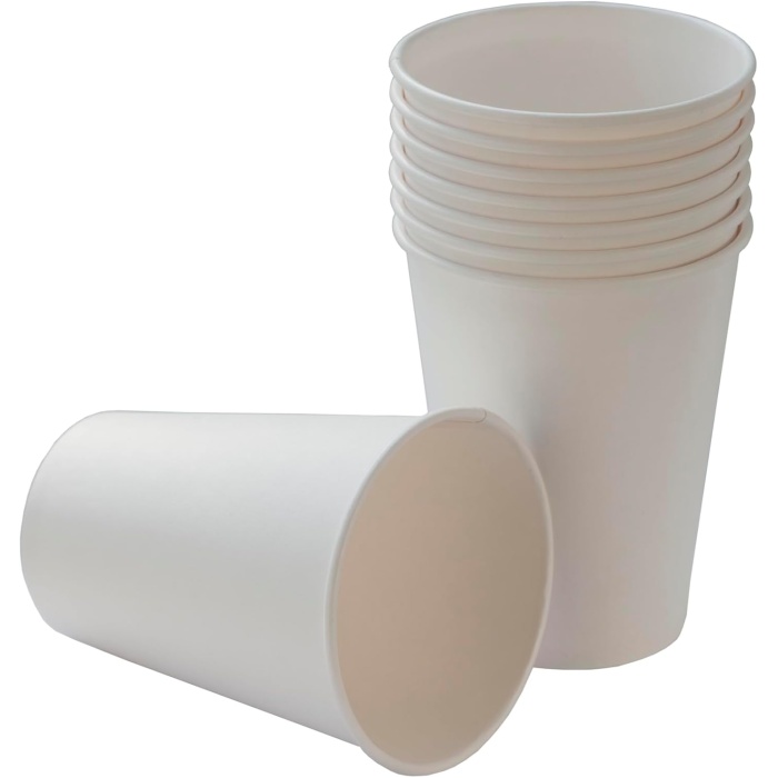 12 oz beyaz tek kullanımlık karton bardak 300 ml, kahve, çay, ofis, ev ve parti kullanımı için bardaklar - 50li paket
