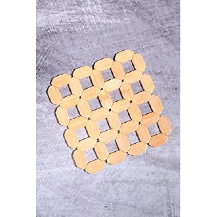 Diyarı Bambu 18 Cm Kare Nihale Çaydanlık Altlığı Tencere Altlığı