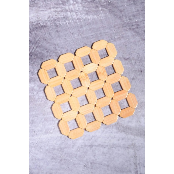 Diyarı Bambu 18 Cm Kare Nihale Çaydanlık Altlığı Tencere Altlığı