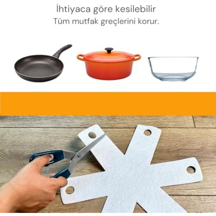 12 Adet Tencere Tava Koruyucu Düzenleyici Çizilme Önleyici Set Beyaz
