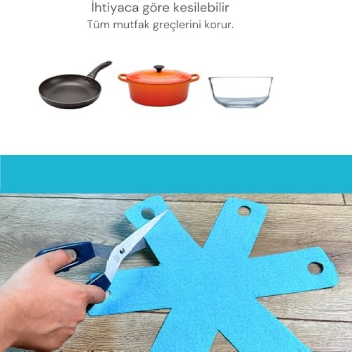 12 Adet Tencere Tava Koruyucu Düzenleyici Çizilme Önleyici Set Turkuaz