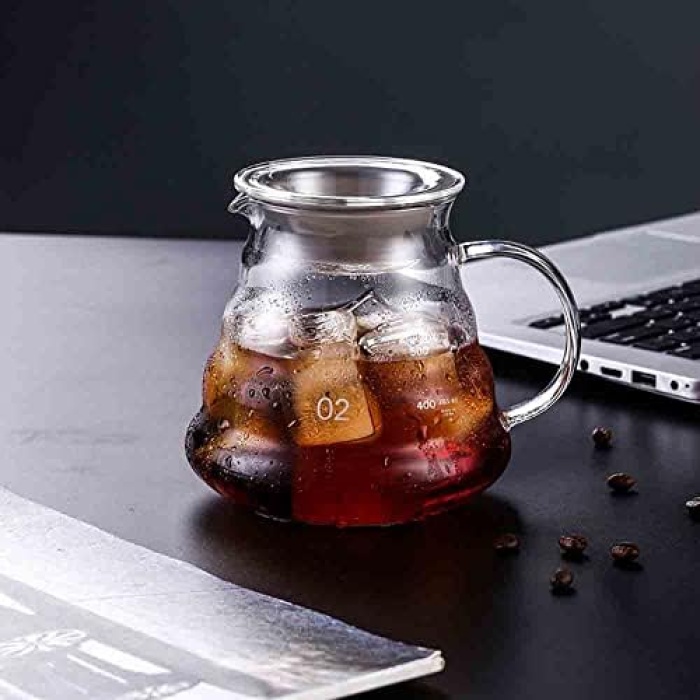 Cam Drip Kahve Servis Sürahisi - Drip Coffee Server - 600 ml - Isıya Dayanıklı Borosilikat Cam, Çok Renkli