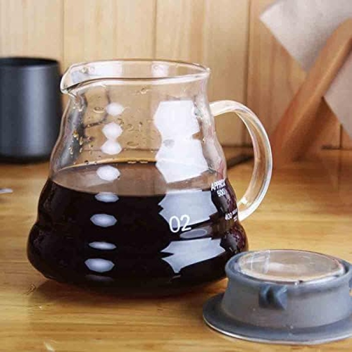 Cam Drip Kahve Servis Sürahisi - Drip Coffee Server - 600 ml - Isıya Dayanıklı Borosilikat Cam, Çok Renkli