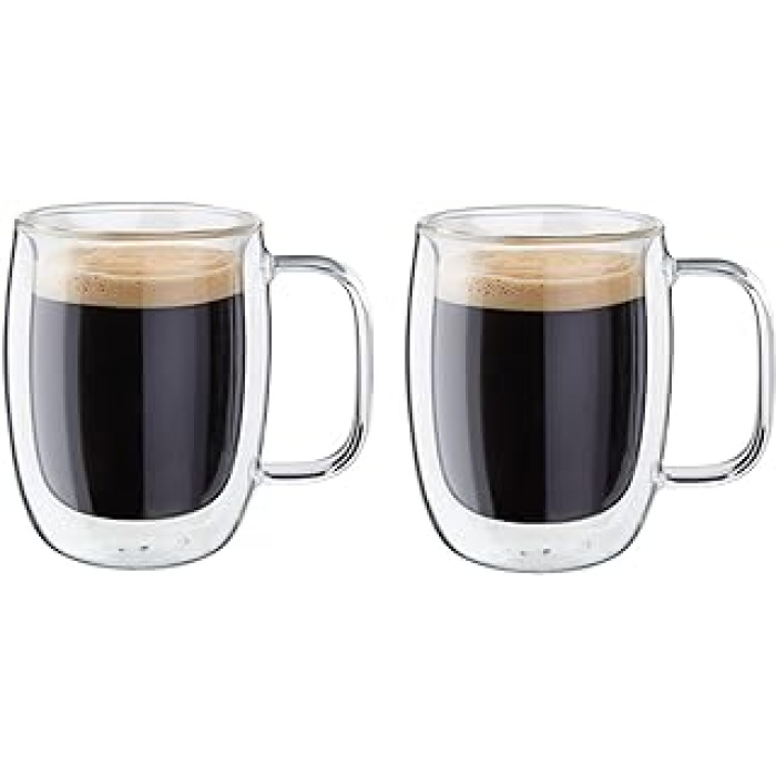 Sorrento Çift Camlı Kulplu 2li Espresso Bardak Seti, 134 ml, Cam