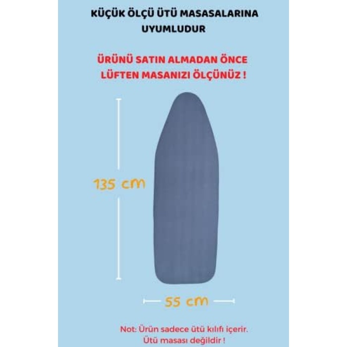 4 Katmanlı Ütü Masası Kılıfı, Mavi, 55x135 cm