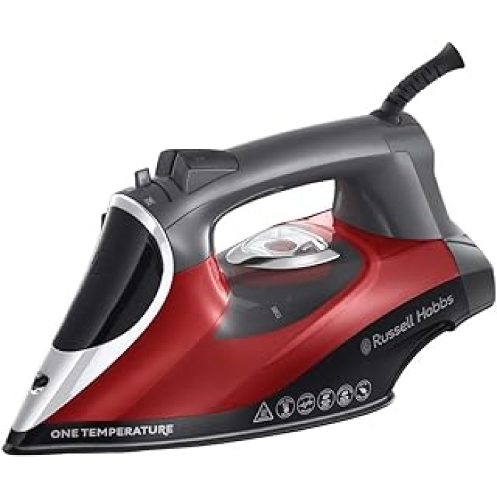 Hobbs One Temperature buharlı ütü (2.600 W, tüm kumaşlar için optimum sıcaklık ayarı, seramik turmalin ütü tabanı, değişken buhar 0-50 g/dak, buhar çıkışı 210 g/dak) ütü 25090-56