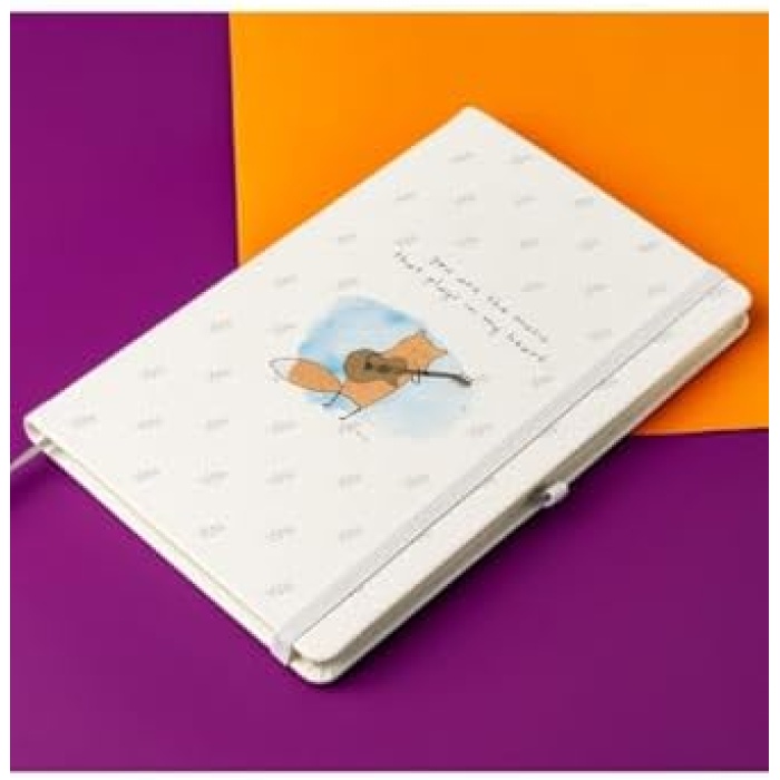 Sen Kalbimde Çalan Müziksin Mottolu Minimal Tasarımlı Çizgili Not Defteri 13 Cm X 21 Cm 100 Yaprak