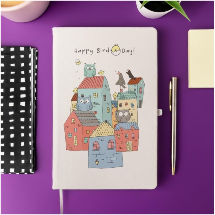 Happy Birdday Not Defteri 13 Cm X 21 Cm Ölçülerinde, 100 Yaprak Çizgili Defter