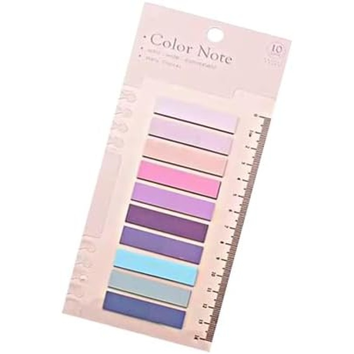 Post İt 10 Renkli 200 Yaprak Şeffaf Yapışkan Not Kağıtları Sticky Notes Etiket Not Defteri Kitap Ayracı Gökkuşağı Serisi (Gül Kokusu)