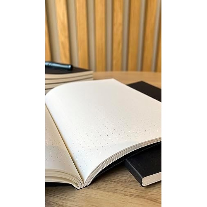 Tanıtım Amerikan Ciltli, A5 Noktalı Defter, 64 Yaprak, 90 gr. Ivory Kağıt, Ofis İçin İdeal, Plan (Siyah Kapak)