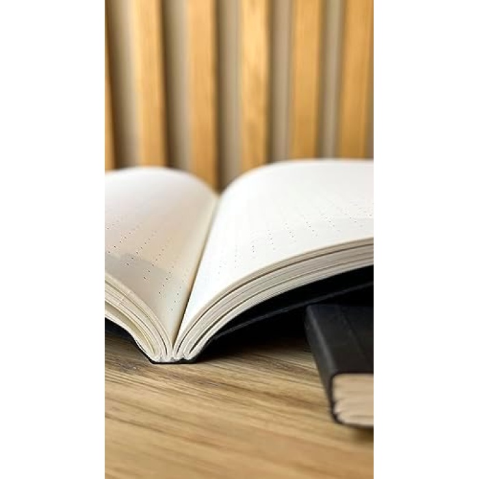 Tanıtım Amerikan Ciltli, A5 Noktalı Defter, 64 Yaprak, 90 gr. Ivory Kağıt, Ofis İçin İdeal, Plan (Siyah Kapak)