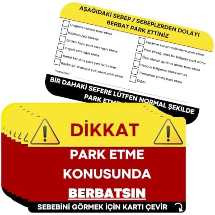 Park Uyarı Kartları 50li Park Uyarı Kartviziti Berbat Park