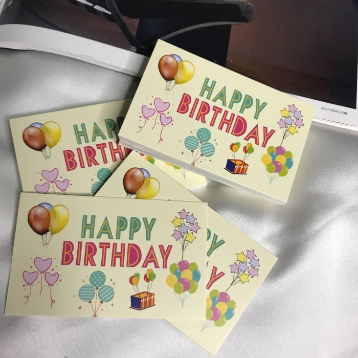 Happy Birthday Card Doğum Günü Kartları Mutlu Yıllar Özel Gün Kartı Mesaj Kartı Kutlama Kartı 8x5 Cm - 10 Adet