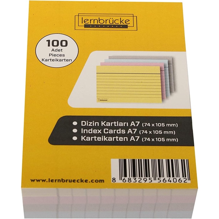 RENKLİ ÇİZGİLİ A7 DİZİN KARTI KARTEIKARTEN 100LÜ