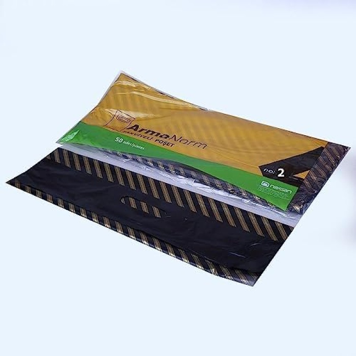 Takviyeli İnce Desenli Çizgili Siyah Çanta Poşet Torba - 2 No - 26x38 Cm. - 50 Adetlik 3 Paket
