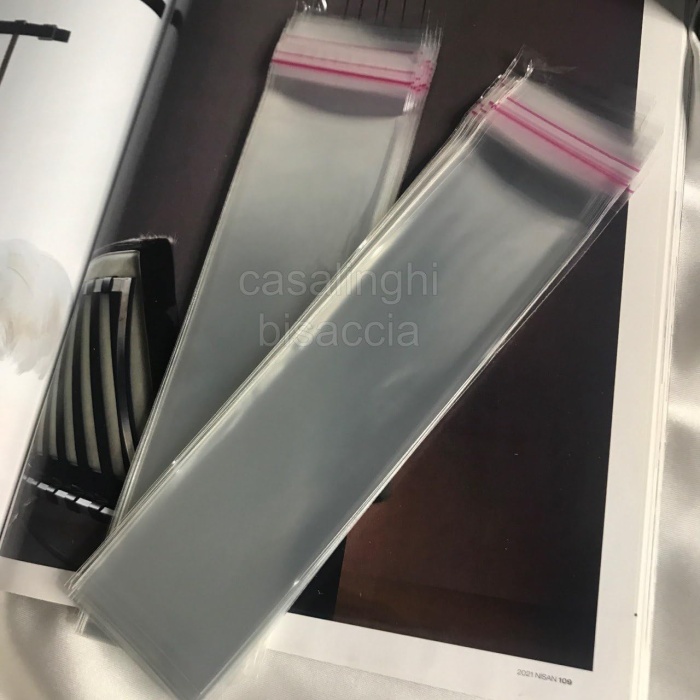 5x20 CM (Kapak Payı Dahil) Kendinden Yapışkanlı Şeffaf Poşet Bantlı Jelatin Opp Torba Paket 5x20 Cm 50li