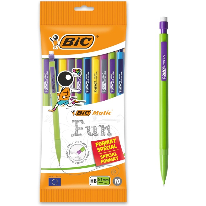 Matic Combo Fun 0.7 Uçlu Kalem 10lu Poşet, Farklı Renklerde Versatil Kalem, Kalem İçi 3 Adet Uç, Silgili