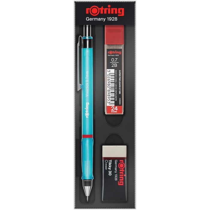 Visuclick Versatil Kalem 3’lü Okul Seti, Uçlu Kalem 0.7 mm, 0.7 Uç 2B, Silgi Hediye - Mavi