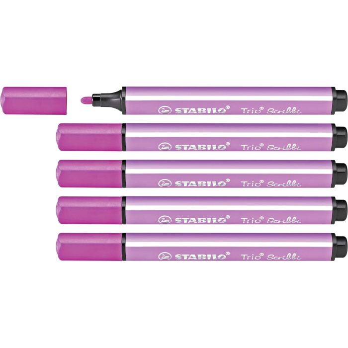 Trio Scribbi - Yaylı Keçe Uçlu Boya Kalemi - Pembe