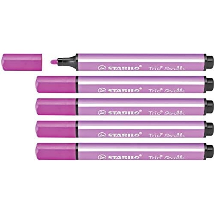 Trio Scribbi - Yaylı Keçe Uçlu Boya Kalemi - Pembe