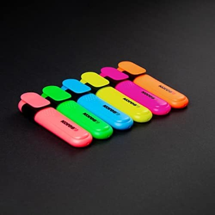 TM36160 fosforlu kalem seti, 6lı set, parlak kalem, sarı/yeşil/turuncu/pembe/kırmızı/mavi