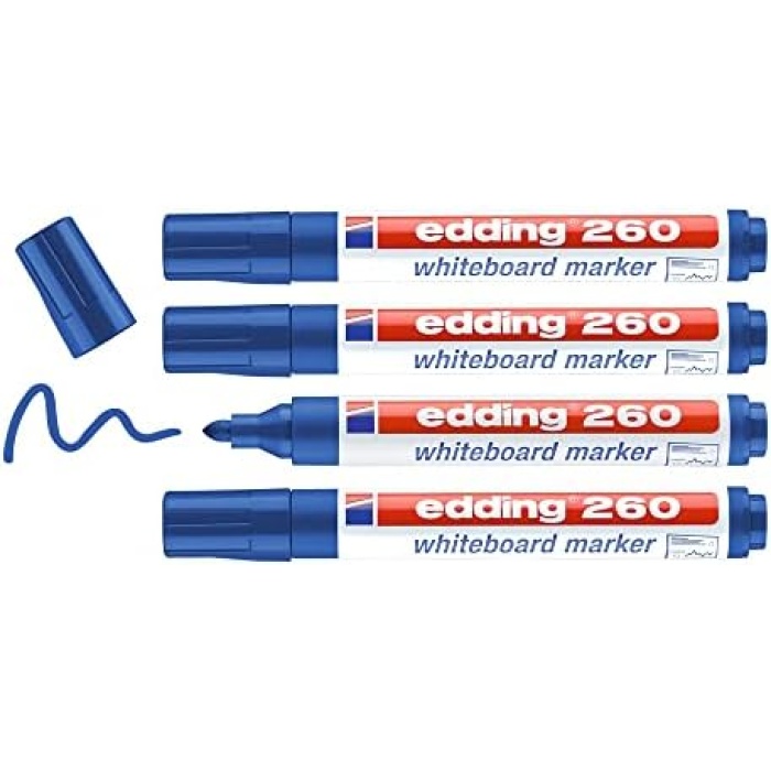 260 beyaz yazı tahtası kalemi, mavi, 4lü set, yuvarlak uç 1,5-3 mm