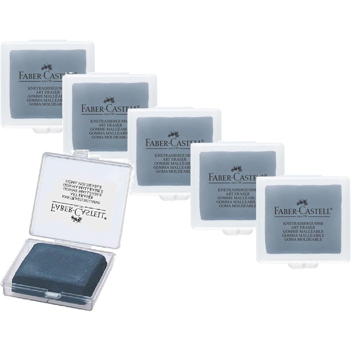 Sanatçılar için 6lı paket hamur kauçuk silgi, ART ERASER Faber Castell, gri (6)