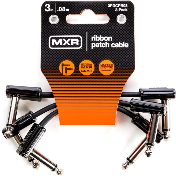 JIM DUNLOP Şerit Yama Kablosu 3 | 3-3 Paket, 1/4-İnç Dik Açı (3PDCPR03)