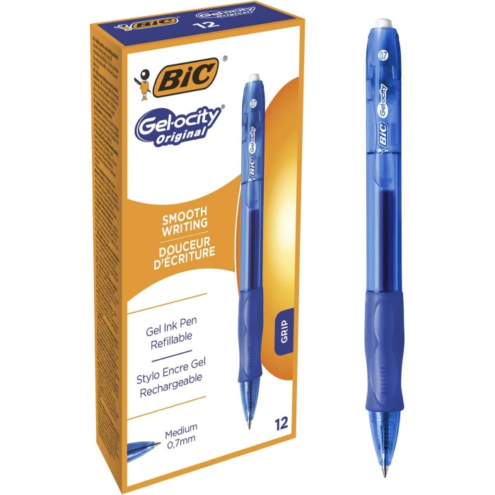 Gel-ocity Original Jel Kalem, Mavi Jel Kalem 12li Kutu, 0.7 mm. Çizgi Genişliği , Yumuşak ve Akıcı Yazım