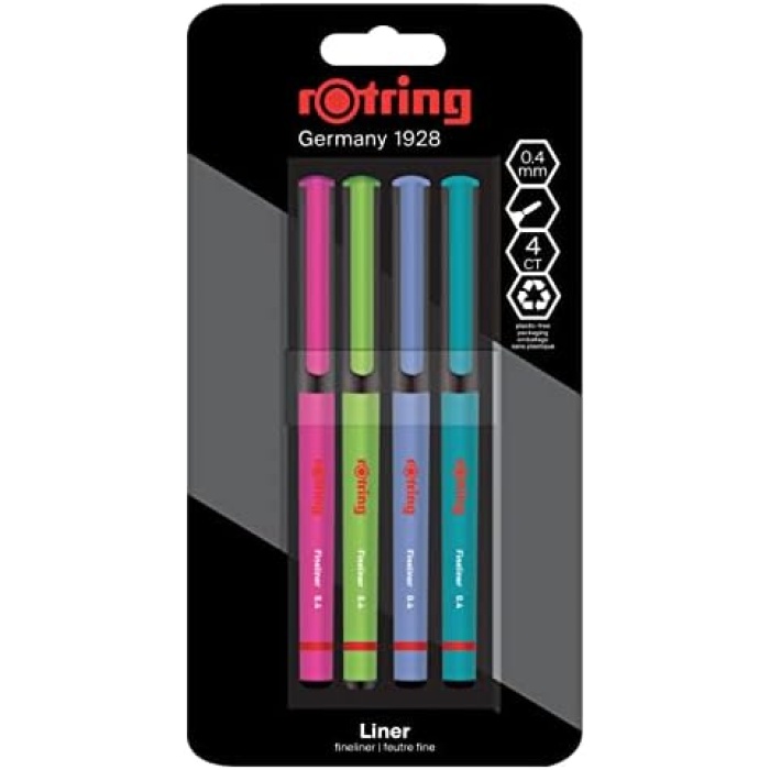 Fineliner, İnce Keçe Uçlu Kalem 0.4 mm, 4lü Paket, Canlı Renkler