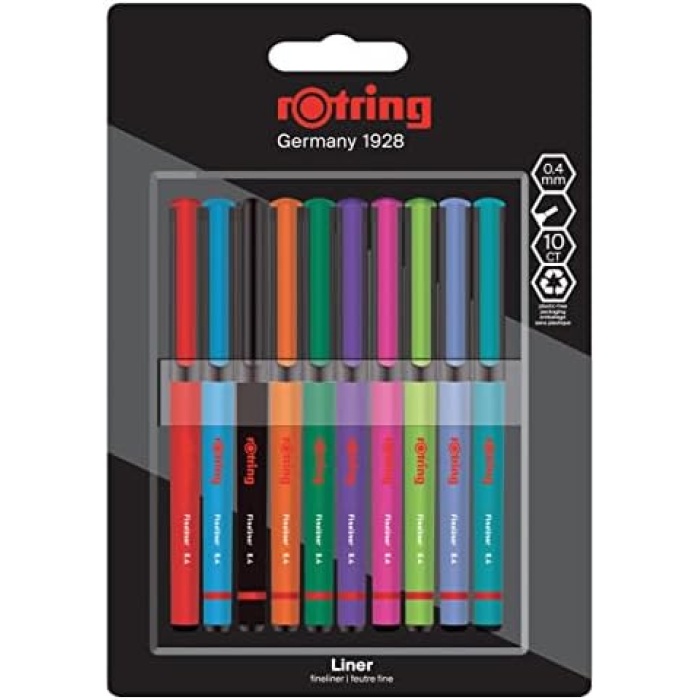 Fineliner, İnce Keçe Uçlu Kalem 0.4 mm, 10lu Paket, Karışık Renkler