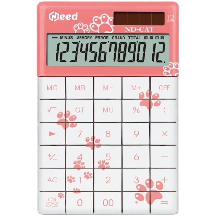 ND-CAT Pembe Kedi Pati Desenli Hesap Makinesi