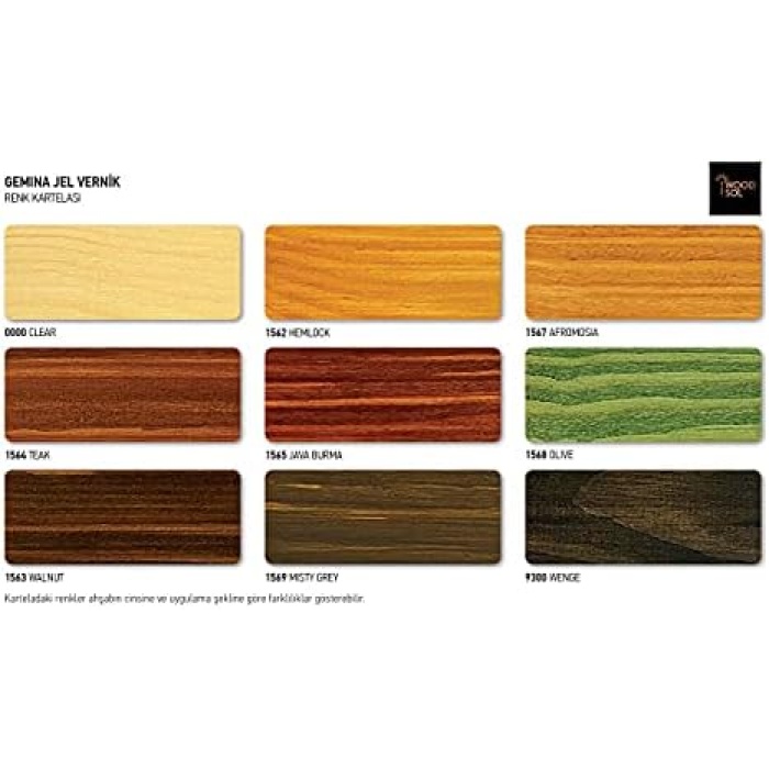 Gemina Dış Mekan Ahşap Jel Vernik 0.75 Lt 9300 WENGE