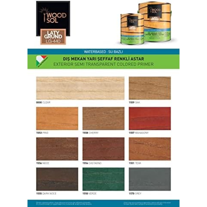 Latygrund Dış Mekan Yarı Şeffaf Renkli Ahşap Astarı 0.75 Lt 1551 TEAK