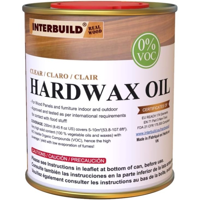 REAL WOOD HARDWAX Oil (0%) VOC 250 ml Ahşap yağı Mobilya yağı Ahşap Tezgah yağı Renk:Şeffaf