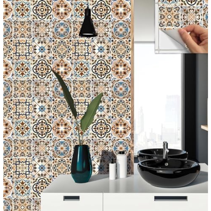 Kendinden Yapışkanlı Karma Fas 019 Desenli PVC Karo 30x30 cm 11 Adet / 1 m²