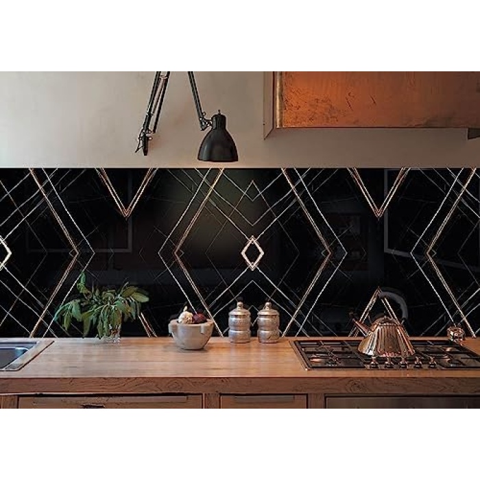 Kendinden Yapışkanlı Siyah Asorti Mermer Desenli PVC Panel 41x62 cm 4 Adet / 1 m²