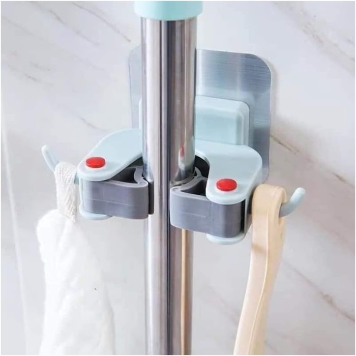 Outlet 3 Adet Askılı Yapışkanlı Sap Tutucu Banyo Düzenleyici Askı Mop Paspas Fırça Sapı Tutucu