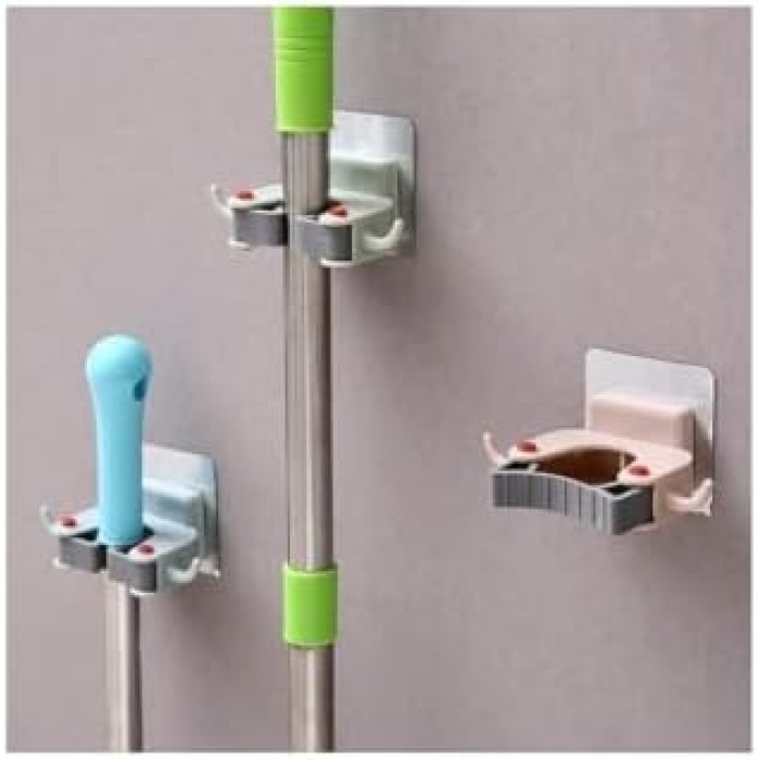Outlet 3 Adet Askılı Yapışkanlı Sap Tutucu Banyo Düzenleyici Askı Mop Paspas Fırça Sapı Tutucu