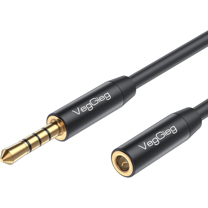 3.5mm TRSS Aux Kulaklık Mikrofon Ses Uzatma Kablosu 1 Metre