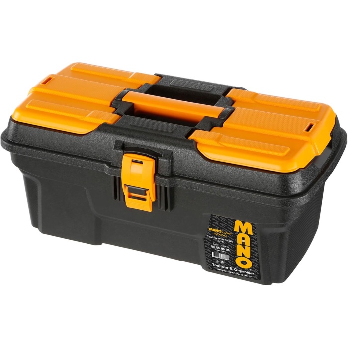 M/16 Organizerli Plastik Kilitli Takım Çantası/Grip Serisi, Polipropilen, Siyah/Sarı, 16 ’’