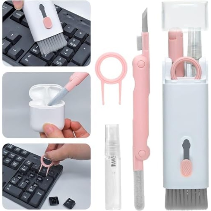 Klavye Temizleme Fırçası,7si 1 Arada Çok Fonksiyonlu Klavye, Monitör, Kulaklık, Telefon, Dizüstü Bilgisayar, Bluetooth Kulaklıklar için Temizleme Kiti - Mix Renk