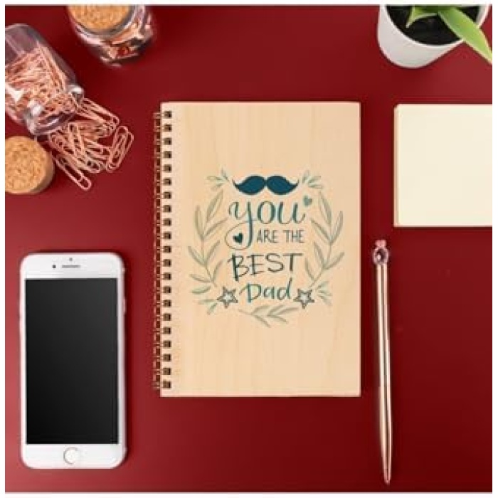 En Iyi Babalara Hediye 8 Cm X 12 Cm Ölçülerinde Çizgisiz 48 Yaprak Ahşap Kapaklı Defter