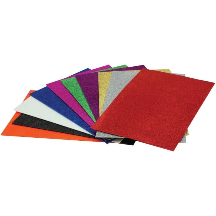 Eva 20 x 30 cm 10 Renk 2 mm Simli, Yapışkanlı