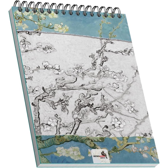 Almond Blossoms, Van Gogh 1890, A5 Eskiz Defter II, Çizgisiz, 100 Sayfa, 100 gram, Beyaz Renk, Spiralli, Sketchbook