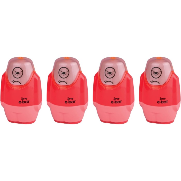 E-BOT SİLGİLİ KALEMTIRAŞ FOSFORLU KIRMIZI 4LU SET