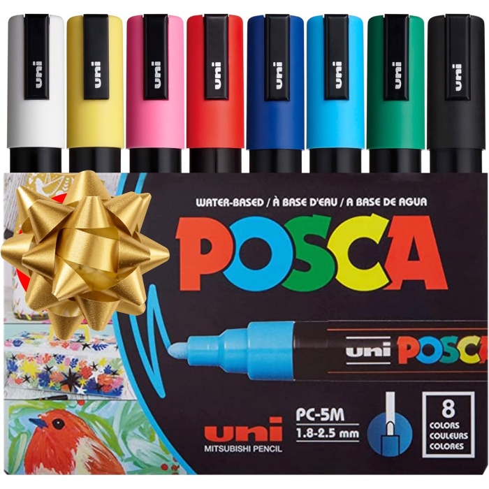 Full Set 8 Akrilik Boya Kalemi Ters Çevrilebilir Orta Uçlu Kalem Uçları, Posca Kalemleri Kaya Boyama, Kumaş, Cam Boya, Metal Boya ve Grafiti için Akrilik Boya İşaretleyicileridir