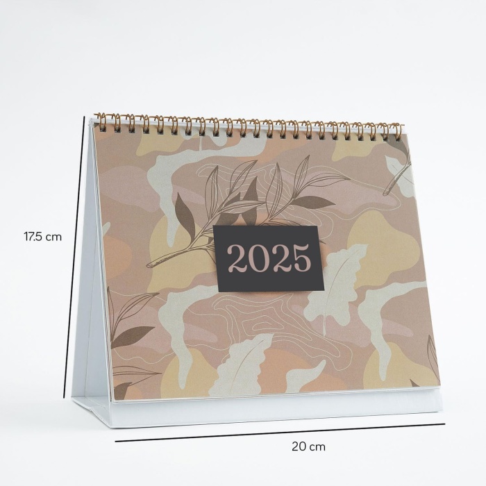 Floral Tasarımlı 2025 Masa Takvimi