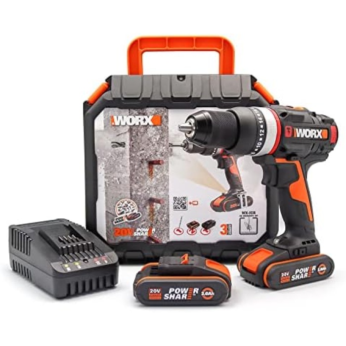 WX-JCR 20Volt/2.0Ah Li-ion Çift Akülü Kömürsüz Profesyonel Darbeli Şarjlı Matkap