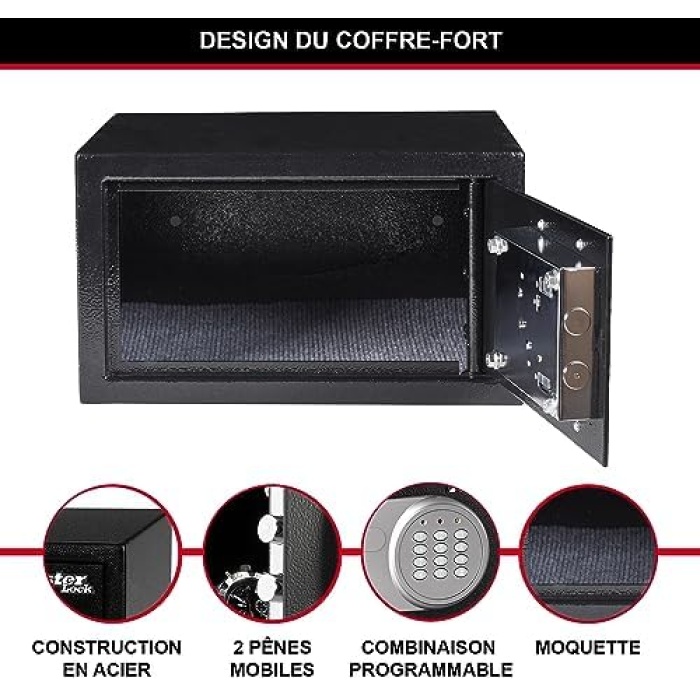 Lock Şifreli Kasa, Elektronik Kombinasyon, 11 L, 19,4 x 29 x 26,4 cm